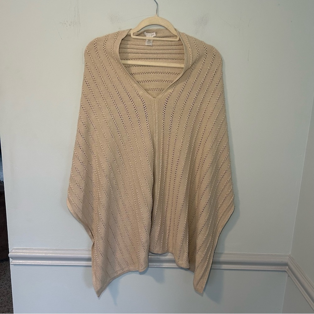J. Jill Beige Silk Blend Asymmetrical Pontielle Poncho Size OS